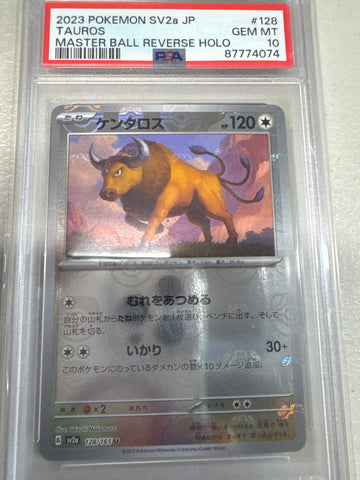 Pokemon Japanese Tauros Master ball reverse holo 128/165 PSA 10