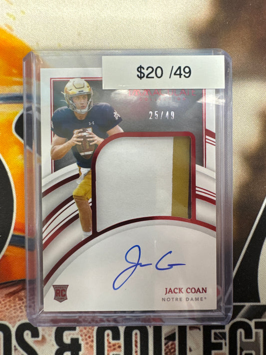 2022 Panini Immaculate Collection Collegiate Jack Coan Patch Autograph /49