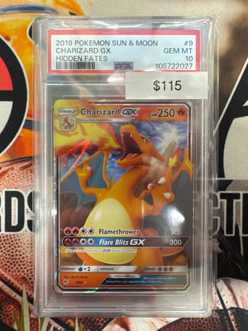 Pokémon Sun & Moon Charizard GX Hidden Fates 9/68 PSA 10