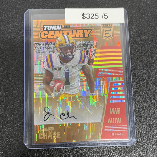 2021 NFL Ja’Marr Chase Donruss Elite Turn of the Century Gold Auto /5