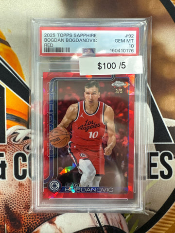 2025 Topps Chrome NBA Sapphire Bogdan Bogdanovic Red Refractor /5 PSA 10