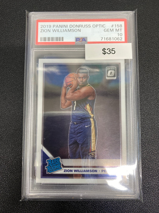 2019 Optic Zion Williamson Rated Rookie PSA 10