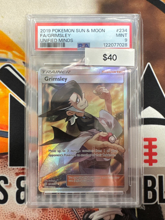 Pokemon Grimsley 234/236 Unified Minds PSA 9