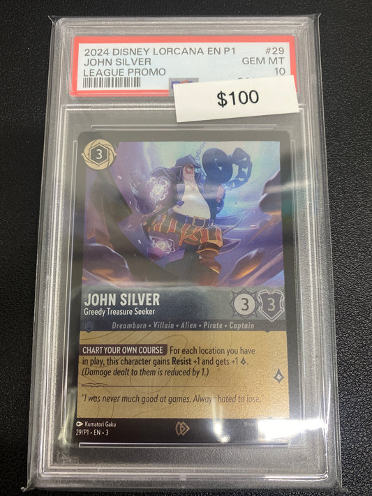 Disney Lorcana P1 League Promo John Silver PSA 10