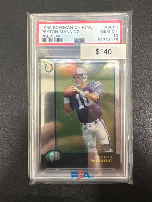 1998 Bowman Chrome Peyton Manning Preview PSA 10