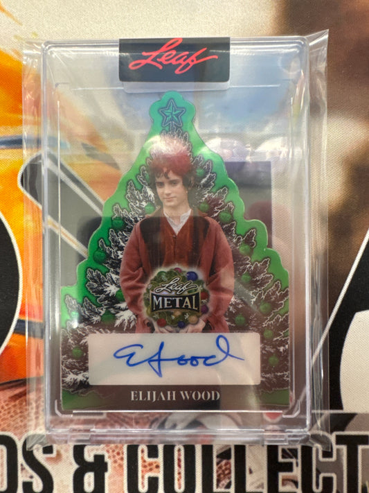 2025 Leaf Metal Winter Wonderland Elijah Wood Christmas Tree Die-Cut Autograph /4