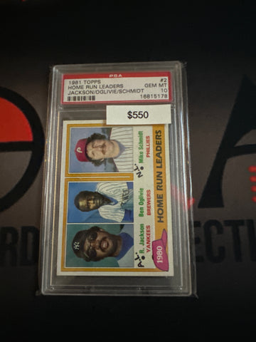 1981 Topps Jackson Oglivoe Schmidt PSA 10