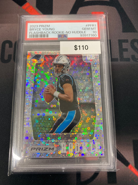 2023 NFL Prizm Bryce Young Flashback Rookie No Huddle PSA 10