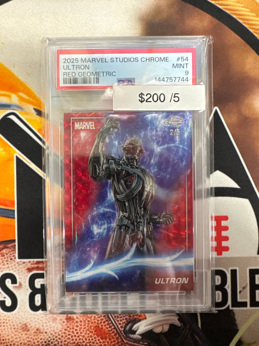 2025 Topps Marvel Studios Chrome Ultron Red Geometric /5 PSA 9