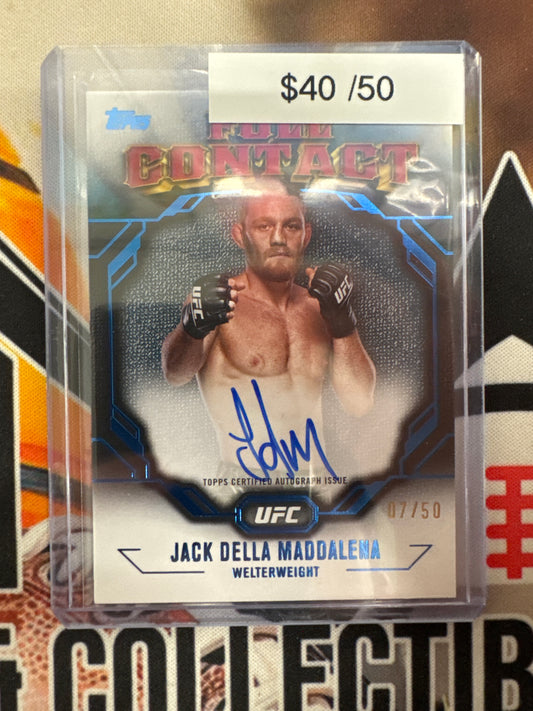 2024 Topps UFC Knockout Jack Della Maddalena Full Contact Autograph Blue Refractor /50