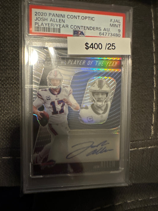 2020 Contenders Optic Josh Allen auto /25 PSA 9