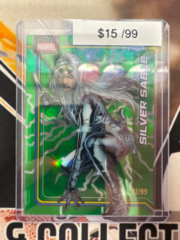 2026 Topps Chrome Marvel Silver Sable Storm’s Lightning Green Refractor /99