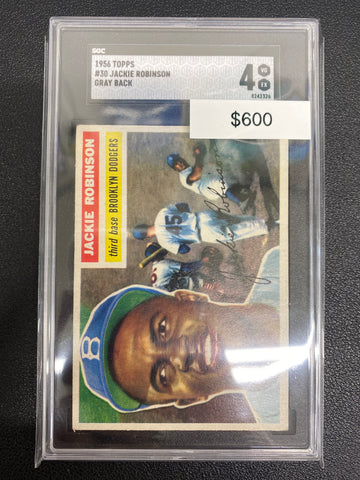 1956 Topps Jackie Robinson Grey Back SGC 4