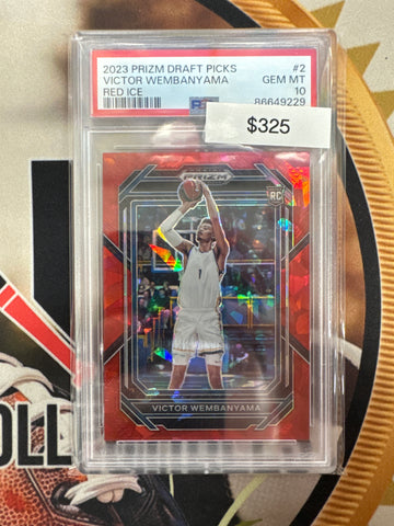 2023 Panini Prizm Draft Picks Victor Wembanyama Rookie Red Ice Prizm PSA 10