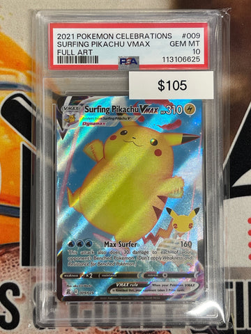 Pokémon Surfing Pikachu VMAX Celebrations 009/025 PSA 10