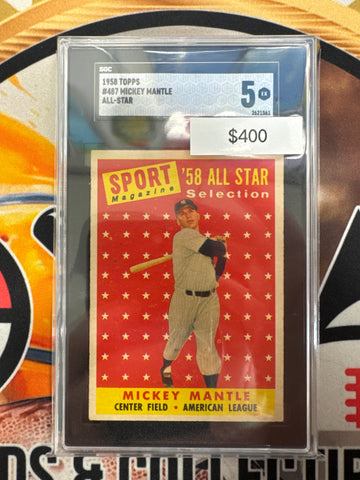 1958 Topps MLB Mickey Mantle ‘58 All Star Selection SGC 5