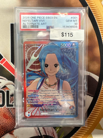 2026 One Piece EBO3 English Nefeltari Vivi Alternate Art EB03-001 PSA 10