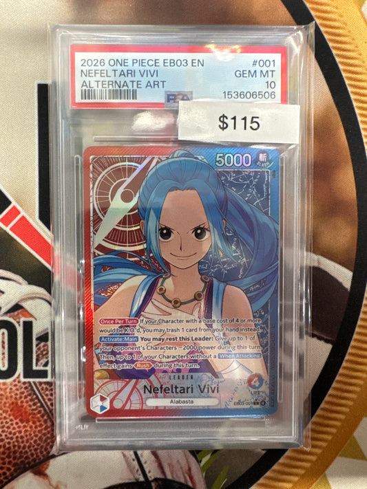 2026 One Piece EBO3 English Nefeltari Vivi Alternate Art EB03-001 PSA 10