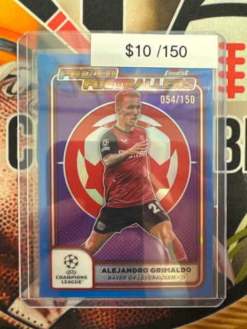2025 Topps Finest UCC Alejandro Grimaldo Prized Footballers Blue Refractor /150