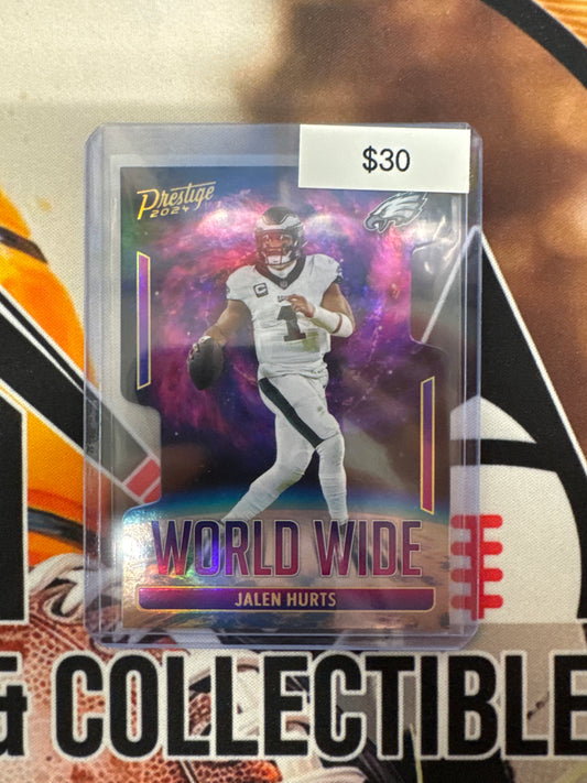 2024 Panini Prestige NFL Jalen Hurts World Wide Die-Cut