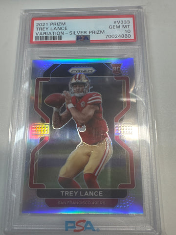 2021 NFL Trey Lance Prizm Variation Silver Rookie PSA 10