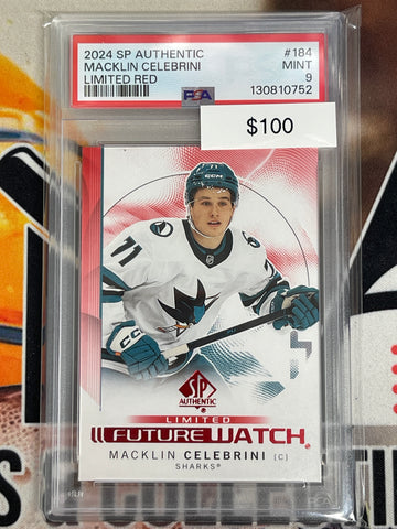 2024 SP Authentic Hockey Macklin Celebrini Limited Red PSA 9