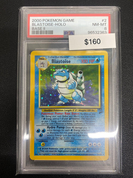 Pokémon Base Set 2 Blastoise Holo PSA 8