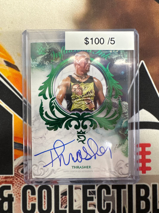 2025 Topps Royalty WWE Thrasher Influential Ink Green Refractor /5