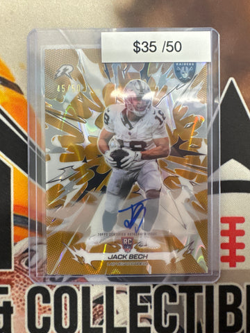 2026 Topps Resurgence NFL Jack Bech Rookie Autograph Gold Raywave Refractor /50
