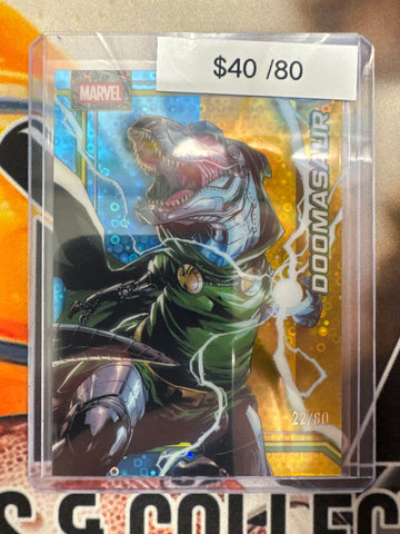 2026 Topps Chrome Marvel Doomasaur Dazzler’s Silver Rhythm Refractor /80