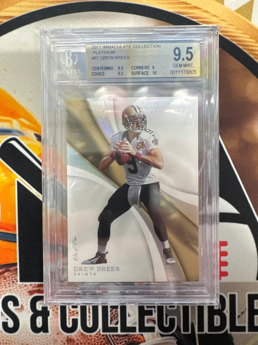 2017 Panini Immaculate Collection NFL Drew Brees Platinum 1/1 BGS 9.5