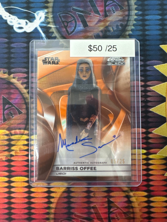 Topps Chrome Black Star Wars Meredith Salenger Voice Of Barriss Offee Orange Refractor /25