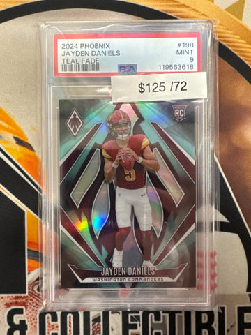 2024 Panini Phoenix NFL Jayden Daniels Rookie Teal Fade /72 PSA 9