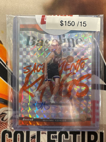 2025 Topps Finest NBA Maxime Raynaud Rookie Baseline Autographs Orange Geometric Refractor /15