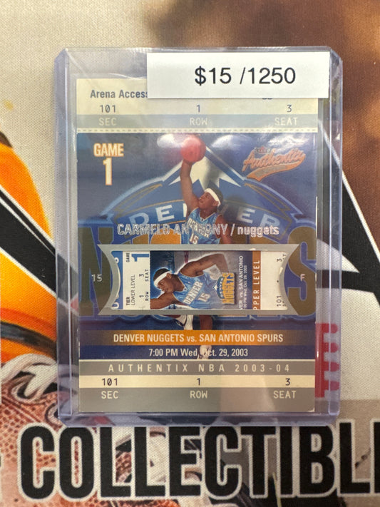 2003 Fleer Skybox Basketball Carmelo Anthony Rookie Patch Arena Access Relic /1250