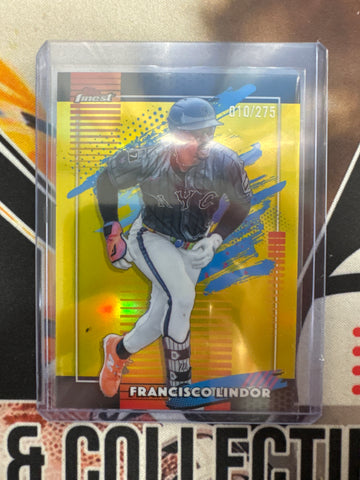 2026 Topps Finest MLB Francisco Lindor Uncommon Yellow Refractor /275
