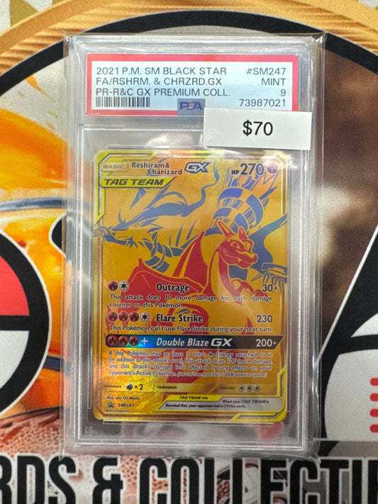 Pokémon Reshiram & Charizard GX (Promo) SM247 PSA 9