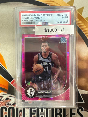 2025 Bowman Sapphire Basketball Noah Clowney Padparadscha 1/1 PSA 9