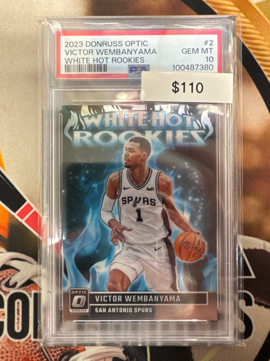 2023 Panini Donruss Optic NBA Victor Wembanyama White Hot Rookies PSA 10