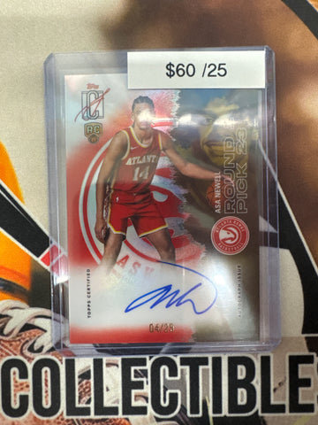 2026 Topps Signature Class NBA Asa Newell Rookie Chrome Autograph Red Refractor /25