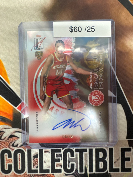 2026 Topps Signature Class NBA Asa Newell Rookie Chrome Autograph Red Refractor /25