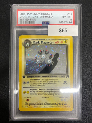 Pokémon 1st Edition Team Rocket Dark Magneton Holo PSA 8