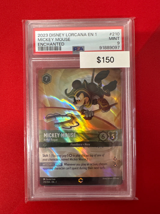 2023 Disney Lorcana En 1 Mickey Mouse Enchanted 210/204 PSA 9