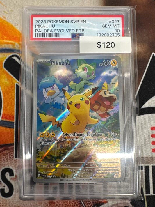 Pokémon Pikachu Paldea Evolved ETB Promo 027 PSA 10