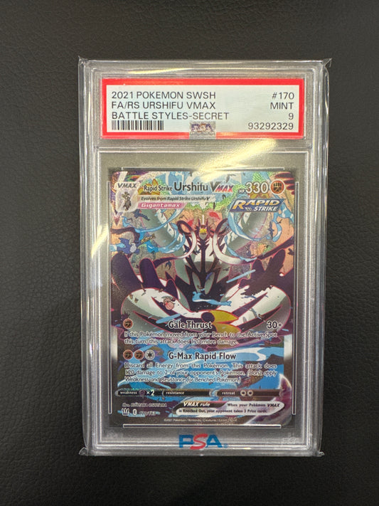 2021 Pokemon SWSH Full Art Rapid Strike Urshifu Vmax Battle Styles Secret 170/163 PSA 9