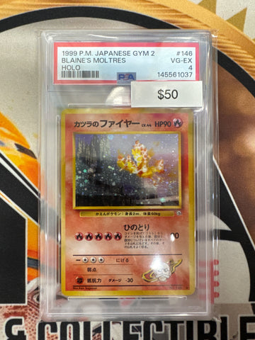 1999 Pokemon Japanese Gym 2 Blaine’s Moltres No. 146 Holo PSA 4
