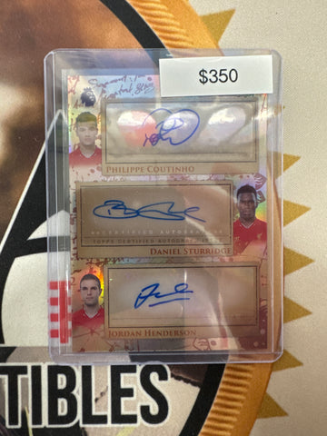 2026 Topps Merlin English Premier League Philippe Coutinho, Daniel Sturrdige & Jordan Henderson Triple Autograph