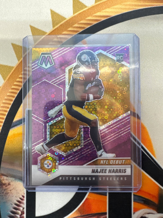 2021 Panini Mosaic NFL Najee Harris Rookie NFL Debut Purple Disco Mosaic /50