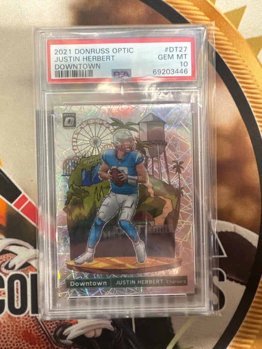 2021 Panini Donruss Optic NFL Justin Herbert Downtown PSA 10