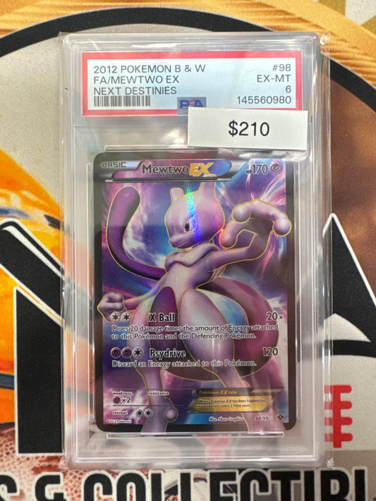 2012 Pokemon B & W Full Art Mewtwo Ex 98/99 Next Destinies PSA 6